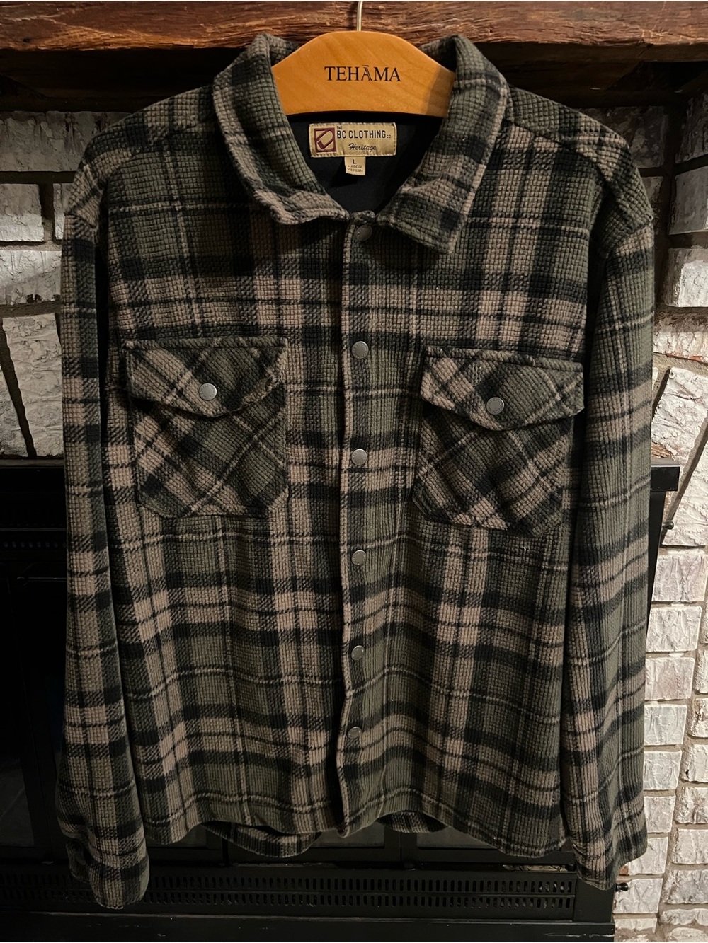 BC Clothing Olive Plaid Lightweight Shirt Jacket